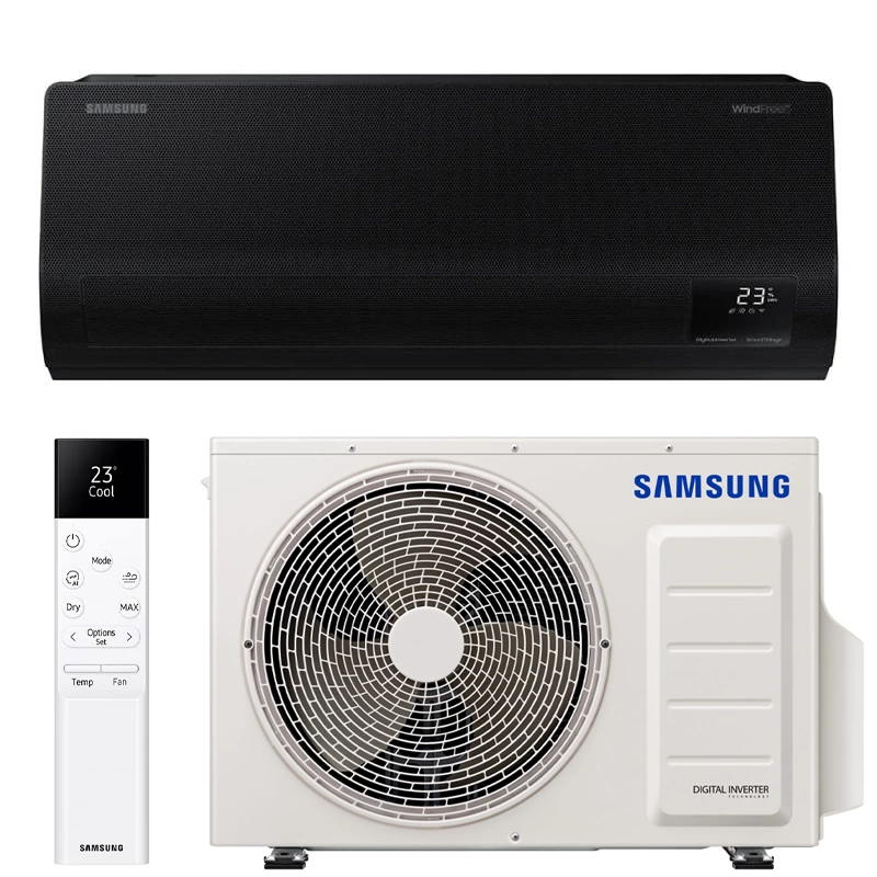 SAMSUNG SIENINIS BEVĖJIS Windfree™ Avant Black S2, 3.5/4.0 kW oro kondicionieriaus komplektas