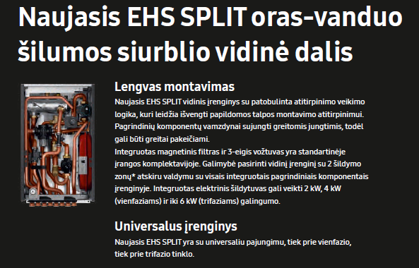 SAMSUNG oras–vanduo 6.0/6.5 kW SPLIT NORDIC šilumos siurblys su 200 l talpa, WIFI - Image 10