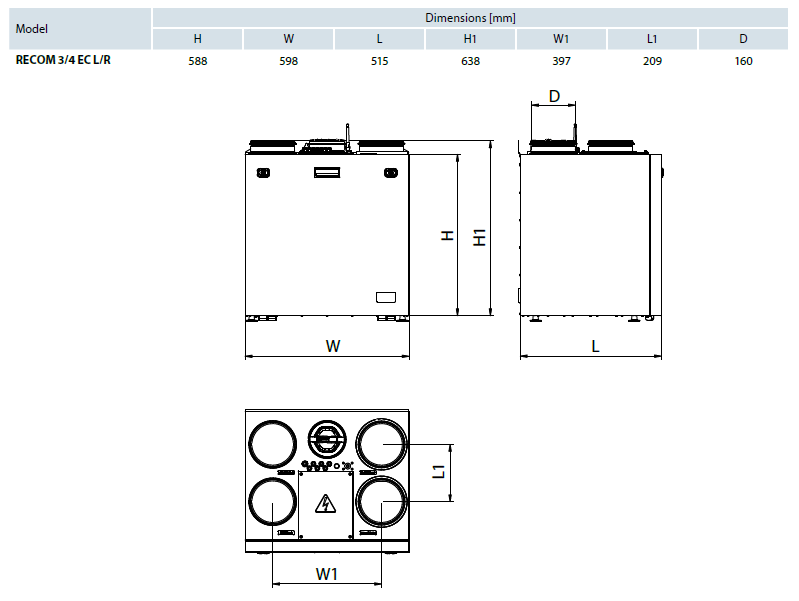 Rotacinis sieninis rekuperatorius RECOM 3SR su WIFI valdymu - Image 6