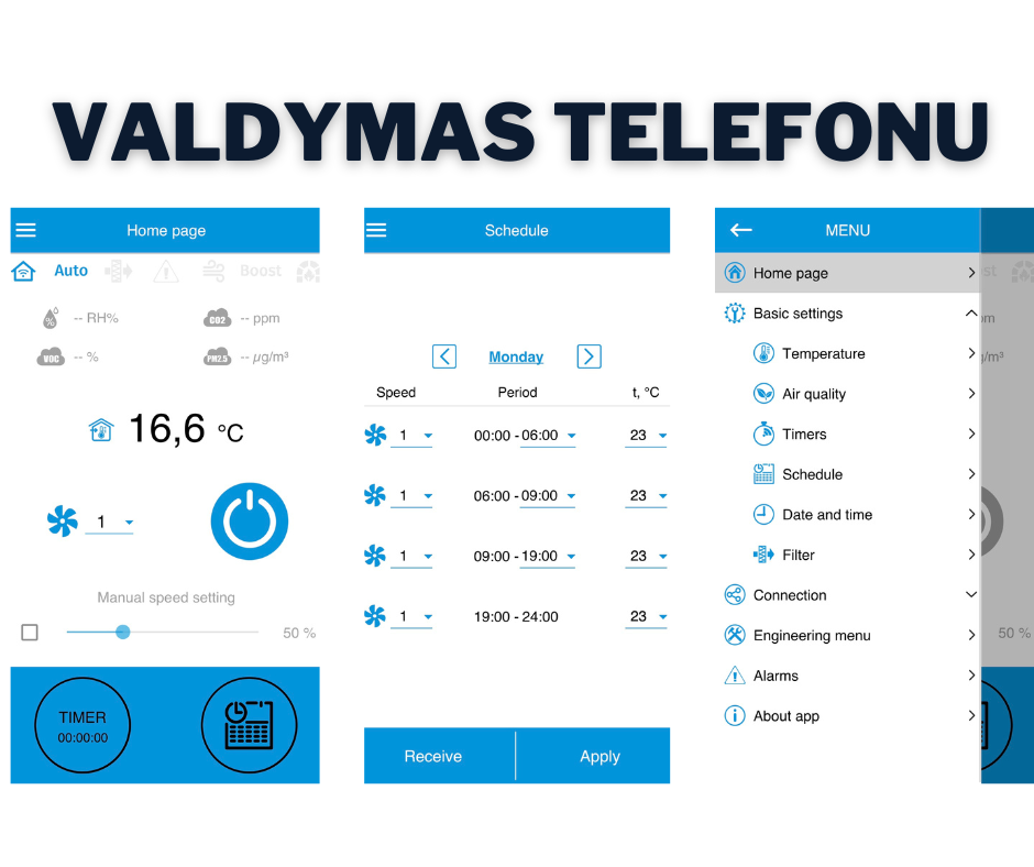 Rotacinis sieninis rekuperatorius RECOM 2SR su WIFI valdymu - Image 6